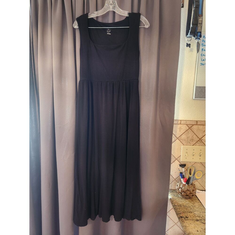 A New Day Women's Black Tank Long Dress Size M Side Slit Maxi Sleeveless Basic